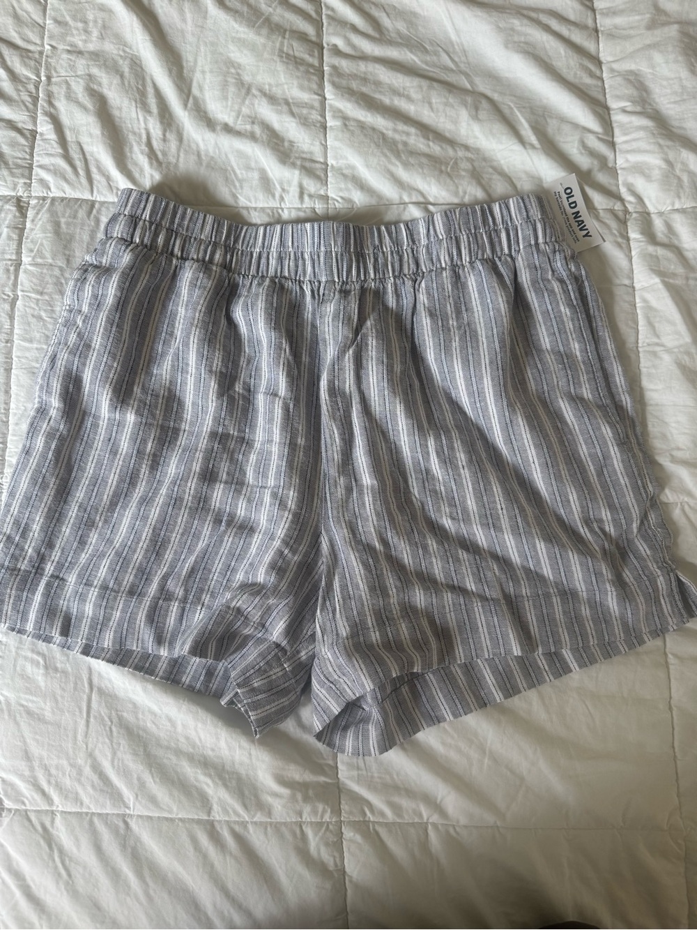 Old Navy Lightweight Striped Linen-Blend Shorts - Blue & White Size Medium NWT